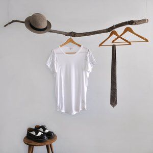 SOLD. Clu, Sculptural Pinstripe Paneled Tee